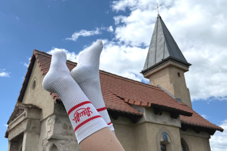 Socken Brauereilogo Kirche Socken bedrucken mit Logo Brauerei