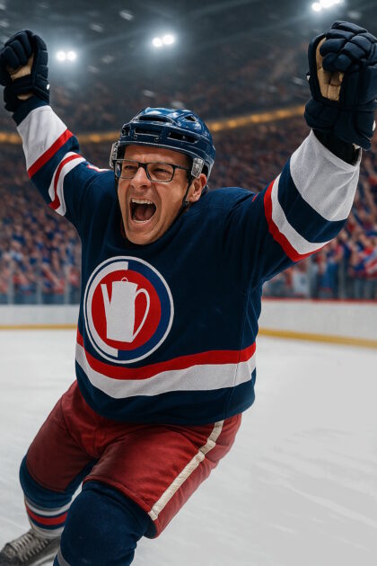 Eishockeyspieler jubelt