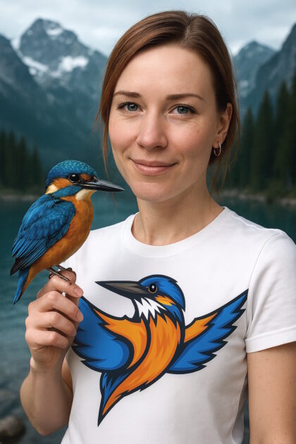 Frau mit bedrucktem T-Shirt