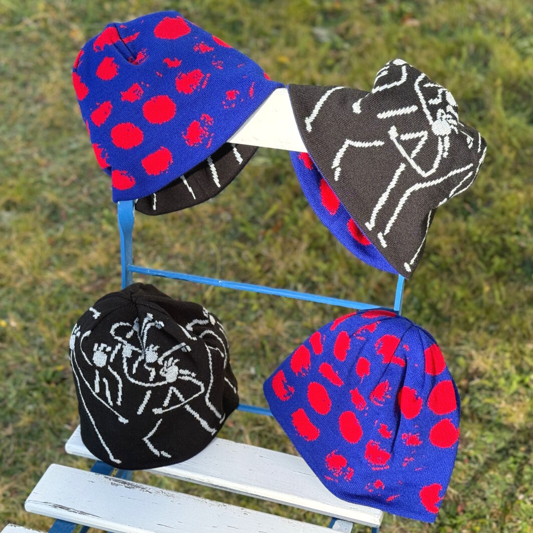 Wendemützen Beanies blau-rot und schwarz-grau