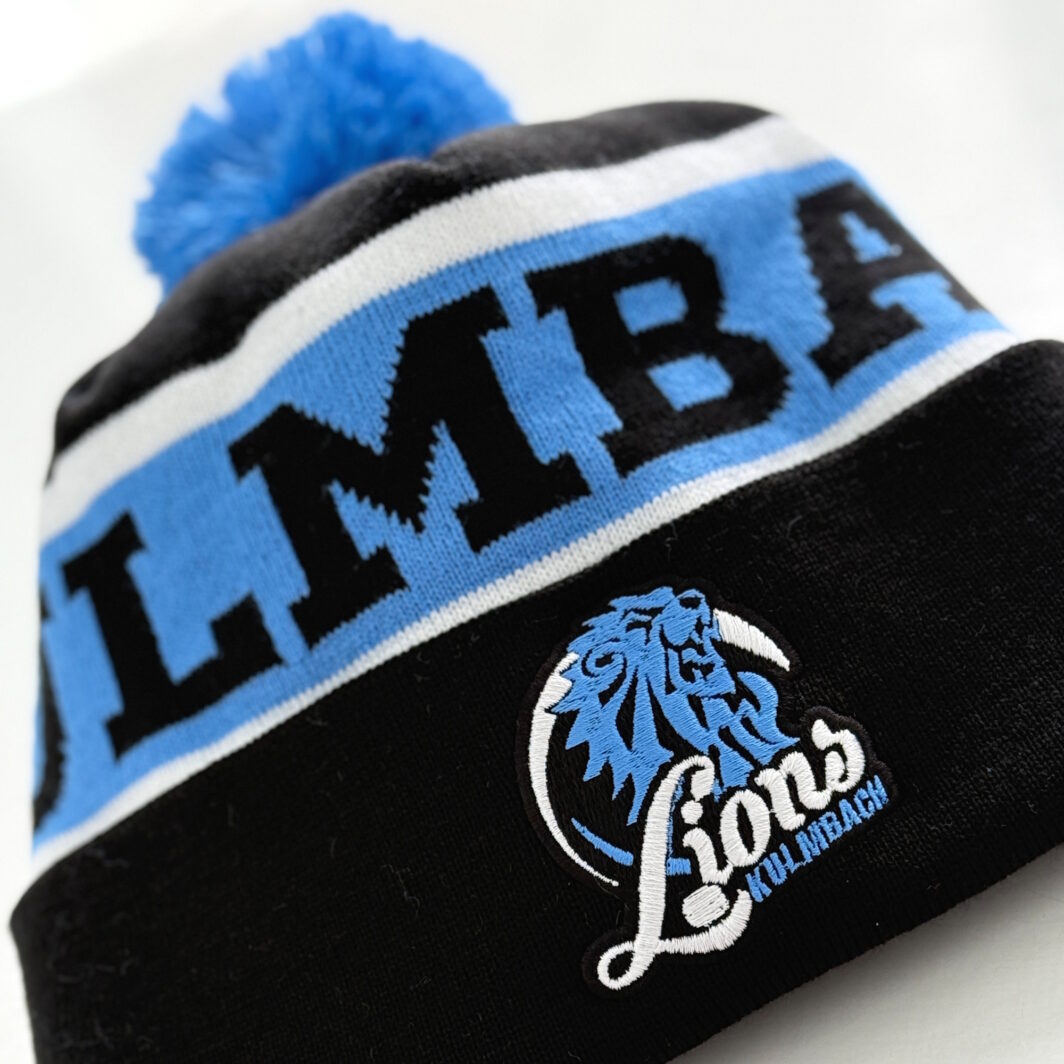 Pudelmütze Eissport mit Stadtname und gesticktem Logo Lions